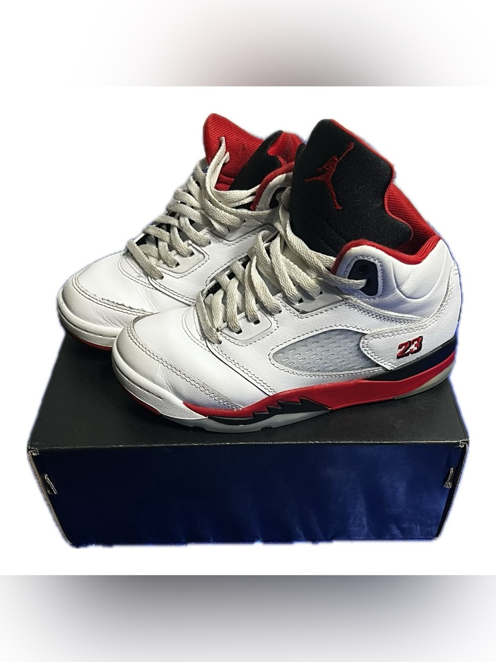 Jordan Kids' White/Red/Black Retro Basketball Sneakers